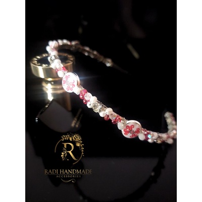 Radi handmade Диадема с народни мотиви, червени и бели кристали (869)