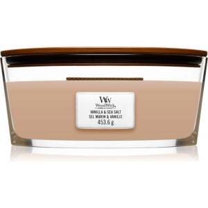 WoodWick Vanilla & Sea Salt ароматна свещ с дървен фитил (hearthwick) 453.6 гр