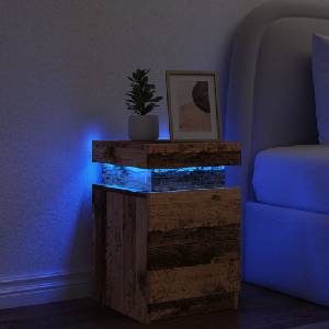 vidaXL Нощно шкафче с LED, старо дърво, 35x39x55 см, инженерно дърво (857654)