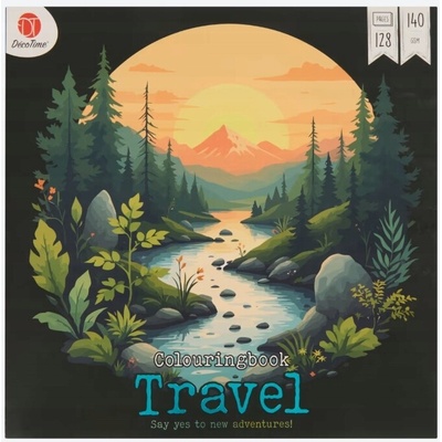 DecoTime Omaľovánka 128 strán 140gsm TRAVEL Dobrodružstvá 25x25cm