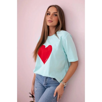 Fashionweek Tričko bavlněné se srdcem K9810 Mentol