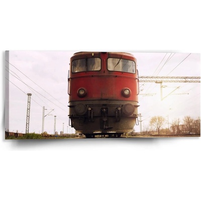 Sablio Obraz Červený vlak na koľajniciach - 110x50 cm
