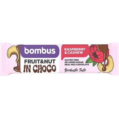 BOMBUS Fruit & nut malina ovocná tyčinka 40 g