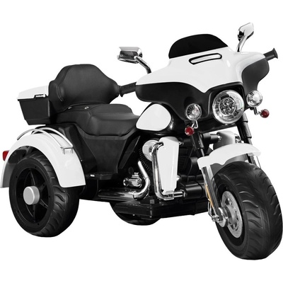 JOKO Veľká Elektrická Motorka Chopper 118cm penové kolesá kožené sedadlo biela