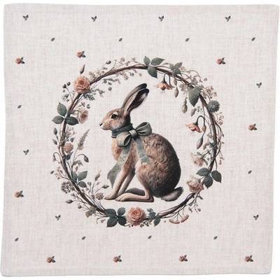 Clayre & Eef 6ks bavlnená servítka so zajacom Natural Linen Easter - 40x40 cm