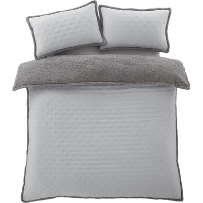 Catherine Lansfield Сиво двойно спално бельо от шерпа 200x200 cm Cosy Nori - Catherine Lansfield (BD/58961/W/DQS/SI)