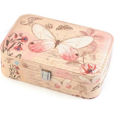 Šperkovnice motýl 7x14x22 cm růžová stř. 1 ks