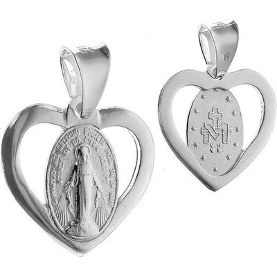Argento Stříbrný přívěsek Zázračná medailka srdíčko 85293