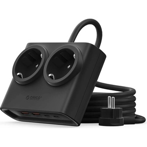 ORICO Разклонител с 2xAC контакта и захранване с 2хUSB-C и 2хUSB-A портове за мобилни устройства - Orico PDC25 GaN 6-in-1 Power Strip 25W (черен) (ORICO-PDC25-2A2U2C-EU-BK-EP)