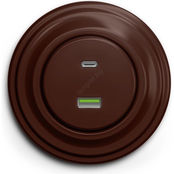 Kliklap - ретро USB контакт A+C с кафява рамка (KA0034K)