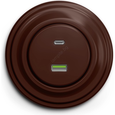 Kliklap - ретро USB контакт A+C с кафява рамка (KA0034K)