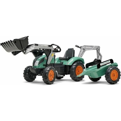 FALK Šlapací traktor Farm Lander s nakladačem rypadlem a vlečkou