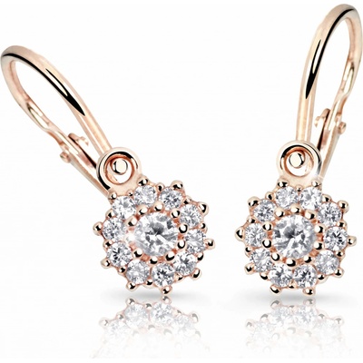 Cutie Jewellery detské náušnice z ružového zlata C2749-10-X-4 biela