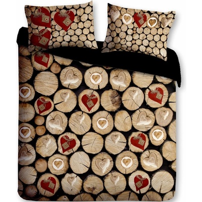 Gipetex Natural Dream 3D talianská obliečka bavlna Catasta Tronchi polienka&srdce 200x220 2x70x90