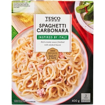 Tesco Varené semolinové cestoviny so syrovou omáčkou a pečenou údenou slaninou 400 g