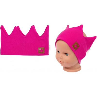 Baby Nellys Hand Made, bavlna, Korunka Star Dvojvrstvová čelenka malinová