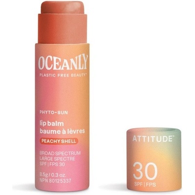 ATTITUDE Lip Balm SPF 30, Peachy Shell с Цинк Оксид, Oceanly-Phyto-Sun, ATTITUDE
