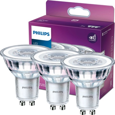 Philips 3x LED halogenová žárovka GU10 PAR16 4,6W = 50W 390 lm 4000K Neutrál