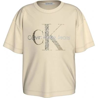 Calvin klein jeans Тениска Calvin Klein Jeans Glitter Monogram Boxy short sleeve T-shirt - Beige