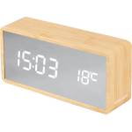 Karlsson Часовник и будилник Silver Mirror LED Wood в цвят светло дърво (KA5879WD) Будилник