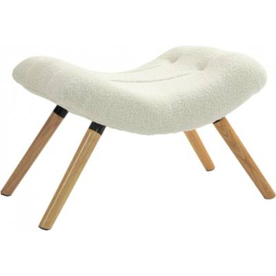 HOMCOM Podnožka s látkou Berber fleece 67 x 45 x 38 cm | krémově bílá