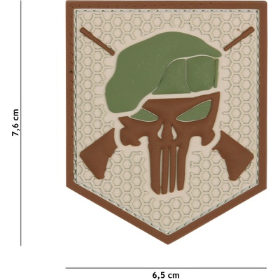 Gumová nášivka 101 Inc Punisher Commando - coyote