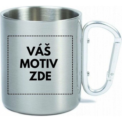 AveTech Nerezový hrnek se stříbrnou karabinou 325 ml