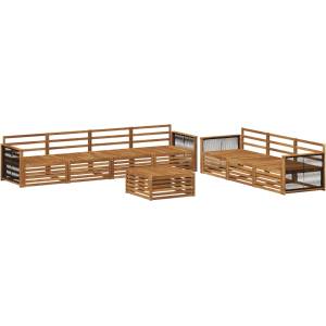 vidaXL Комплект дивани за открито 8 бр. 7-местни Натурално (3383112)