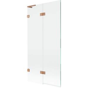 Mexen Lunar L ляв двукрилен параван за баня 90 x 150 cm, прозрачен, матирана мед - 897L-090-100-65-00-L (897L-090-100-65-00-L)