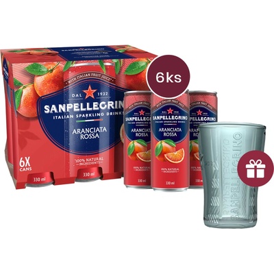 Sanpellegrino Aranciata Rossa (pomeranč červený), v plechovce 6 x 0,33l