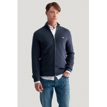 Gant Textured Cotton Full Zip Cardigan modrá