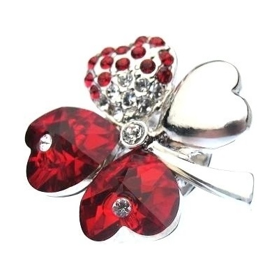 Swarovski Elements brož čtyřlístek L. Siam Rhodium
