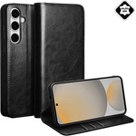 Qialino Samsung S25 FE QIALINO стойка за калъф, истинска кожа FLIP, държач за настолен компютър, BLACK GP-177245 (GP-177245)