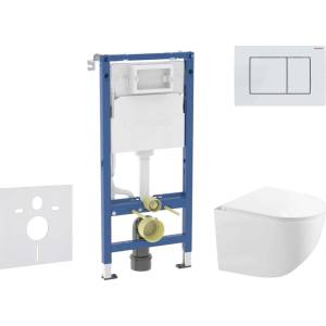 Geberit Duofix - Комплект за монтаж пред стена, компактна тоалетна „Gaia и седалка със система „softclose, бутон „Delta20, алпийско бяло SANI11CA3153B (SANI11CA3153B)