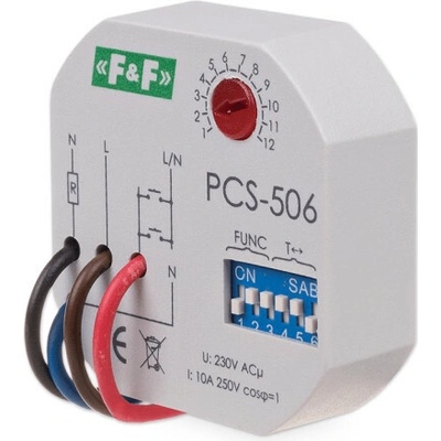 PCS-506 - Univerzální časové relé, 8 funkcí, 230V, 10A, 1x NO