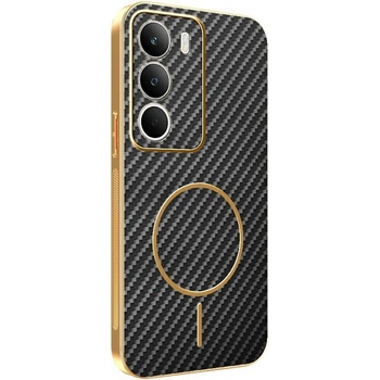 realme Карбонов Калъф за Realme C71 4G - Електропокритие, TPU, Антиотпечатък, Съвместим с Магнитни Стойки, Вкл. Протектор - 3 Цвята