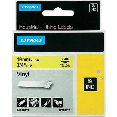 Dymo S0718470, černý tisk žlutý podklad, 5.5 m, 19 mm