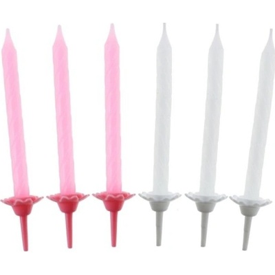 Svíčka dortová Růžová a bílá 6cm