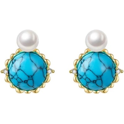 JAY náušnice se sladkovodní perlou Lihua stříbrné zapínání JAY-9194-ZS56138 Tyrkysová Bílá