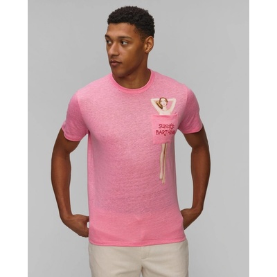 Mc2 Saint Barth Lněné pánské tričko Ecstasea Růžové
