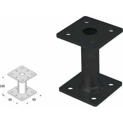 Domax zaskrutkovacia pätka stĺpika so štvorcovým prierezom PMF 80/100 - 80 x 80 x 100 x 4 mm 2 ks