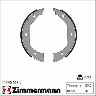 Sada brzdových čelistí, parkovací brzda ZIMMERMANN 10990.103.4 (109901034)