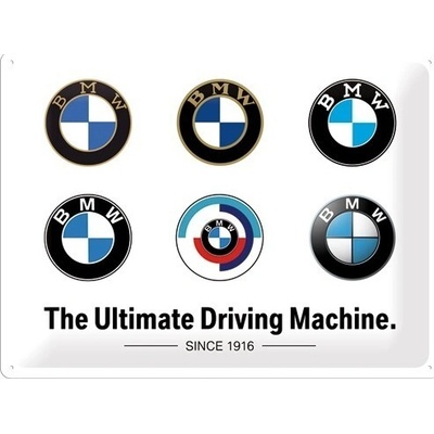 Plechová ceduľa BMW - Logo Evolution, 40 × 30 cm