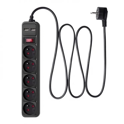 Akyga 5 Plug + 2 USB 1,5 m (AK-SP-05U)