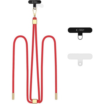 Tech-Protect Универсален ремък 85 см за смартфон от Tech-Protect C2S Rope Crossbody Strap - Red / Gold (5906302371327)