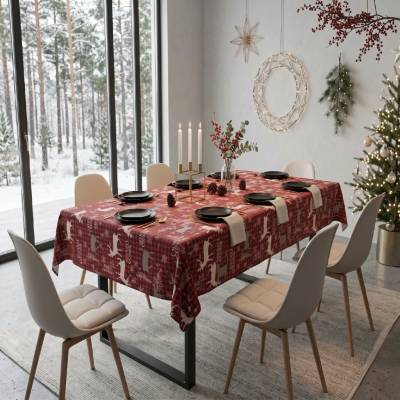 Mybesthome Vánoční ubrus Natale MAGIC I. červená motiv C 130x230 cm