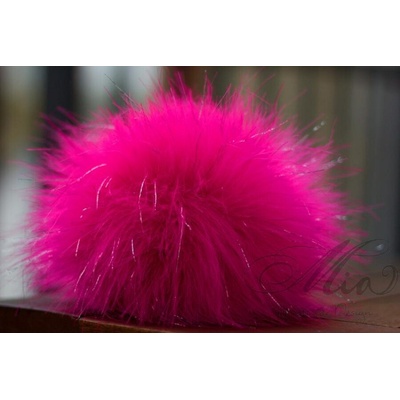 Bambule 20cm růžová-neon se stříbrnou nitkou