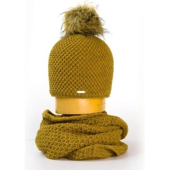 Pletený set čepice a tunel medový