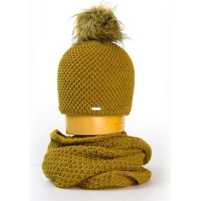 Pletený set čepice a tunel medový