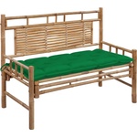 vidaXL Градинска пейка с възглавница, 120 см, бамбук (3063896)
